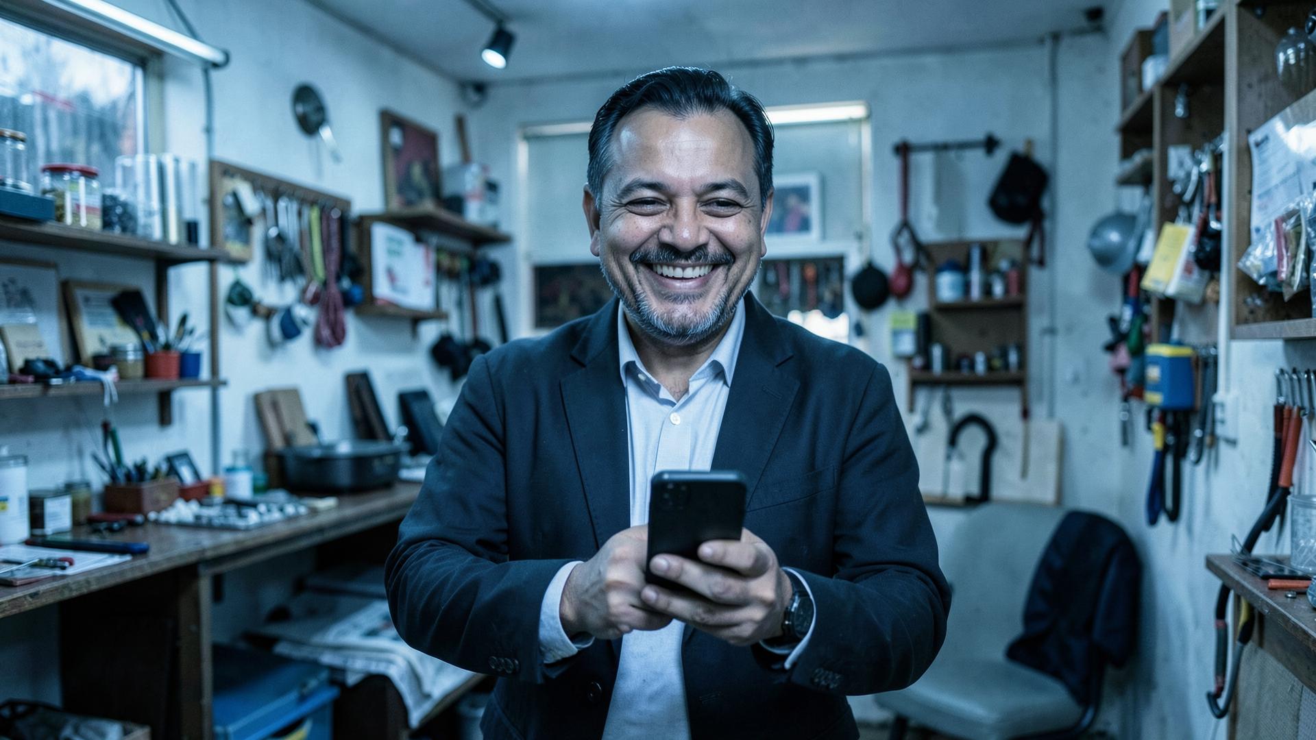 Pequeno empreendedor autônomo atendendo cliente